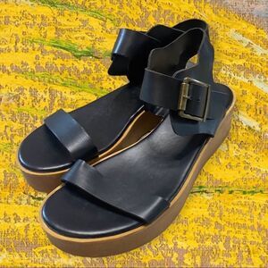 Brash Platform Sandal Faux Leather Black Size 8.5 Y